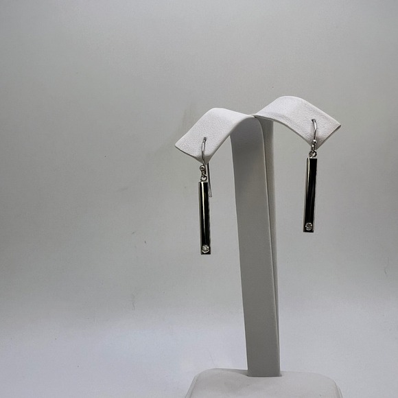 Jewelry - Vintage Sterling Silver 925 Dangling Bar Diamond Earrings,‎ Dangle Drop Earrings